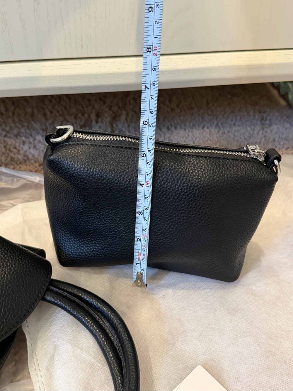NWT new melie bianco Anthropologie tulip handle crossbody tote bag + Pouch black - Picture 12 of 15